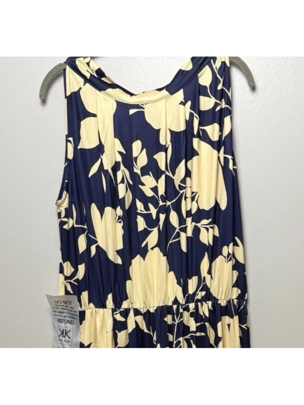 NEW Maxi Dress Plus Size 2X Sleeveless Formal Flowy Print Casual Floral Navy - Picture 3 of 7